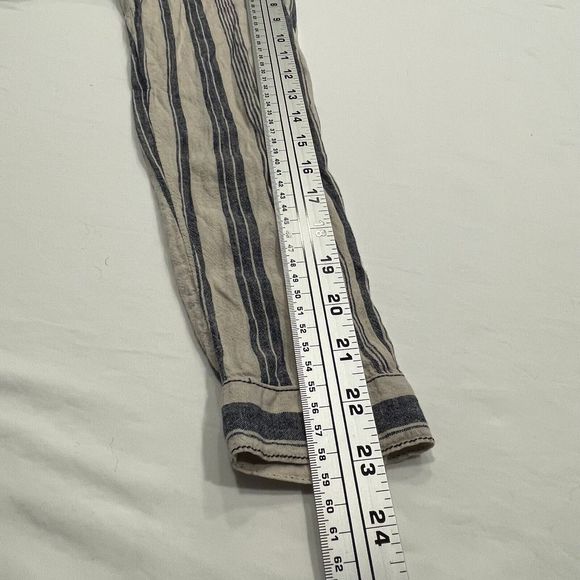 Free People Summer Breeze Stripe Popover Shirt S Small Linen Blend Long Sleeve - Picture 12 of 12